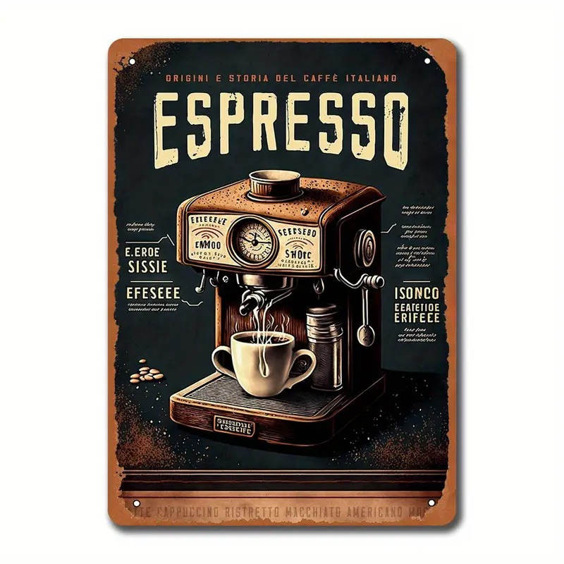 Equipment Of Coffee Machine - Panneau Métallique Rétro - 
