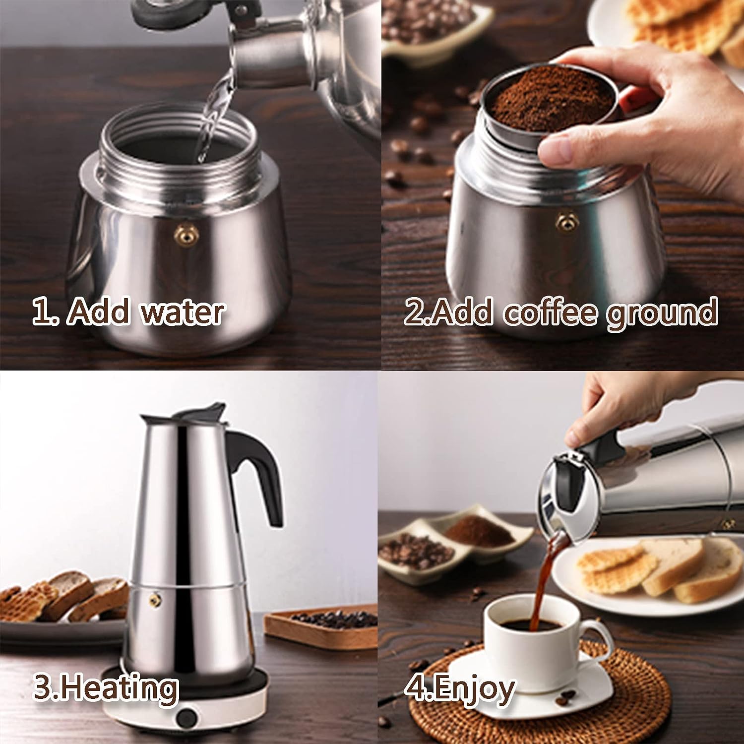 4/6/9 Tasses Moka Pot Caffe Ma - Equipment Of Coffee Machine avis et prix
